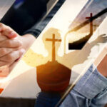 Christian Religion concept background. card design template.