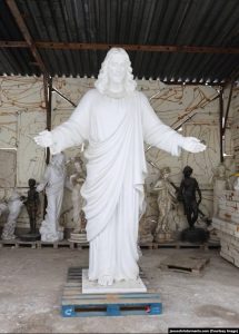 A scale model of the Christ statue planned to stand atop Mount Hatis by 2027